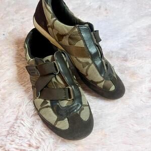 Coach Kyra Signature Jacquard & Suede Preppy Luxury Hook and Loop Sneakers